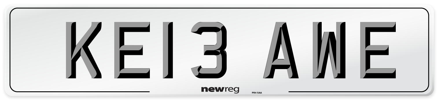 KE13 AWE Number Plate from New Reg